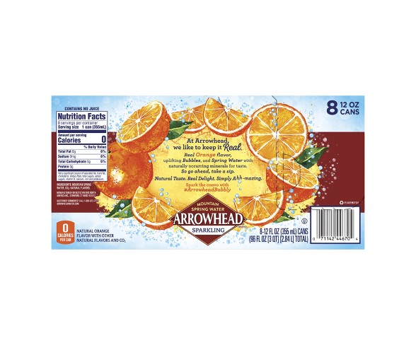 Arrowhead Orange Flavored Sparkling Water - 8pk/12 fl oz Cans