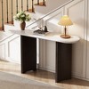Narrow Console Table, Entryway Table with Oval Faux Marble Top, Rustic Sofa Table with Curved Legs - 2 of 4