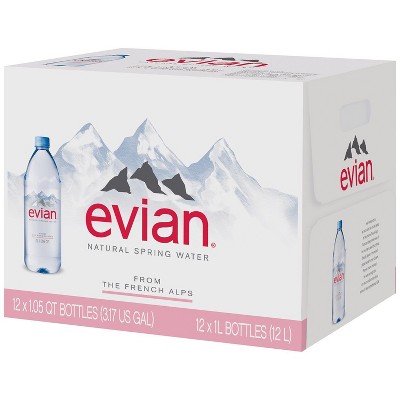 Evian Natural Spring Water 1 L, 12 Pk. (Pack of 12)
