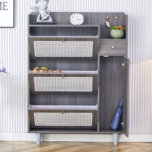 NicBex Modern Shoe Cabinet with 3 Flip Drawers,1 Drawer and Adjustable Shelf for Entryway,Hallway,Living Room - 1 of 4