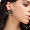 SOHI Women's Chrome Silver Intricate Triangle Stud Earrings - 4 of 4