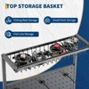 Fishing Rod Holders for Garage, Fishing Rod Storage Rack with Hooks & Wheels, Baker's Racks, Fish Pole Stand Organizer with Pegboard for Fishing Gear - 3 of 4