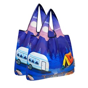 Wrapables Medium Foldable Tote Nylon Reusable Grocery Bags, Set of 2 - 1 of 4