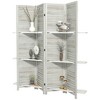 HOMCOM 67" Tall Wood Privacy Screen Room Divider with 3 Display Shelves, and Folding Storage for Bedroom or Home Office - 4 of 4