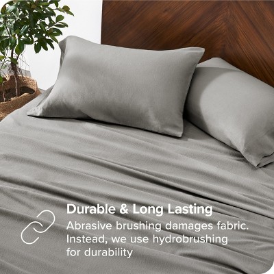 Queen Light Grey Organic Cotton Flannel Sheet Set