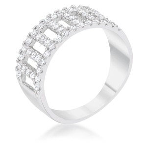Slickblue 0.5ct CZ Rhodium Linear Band Ring for Women, Clear Stones, Classic and Contemporary Style, Size 5-10 - 1 of 4