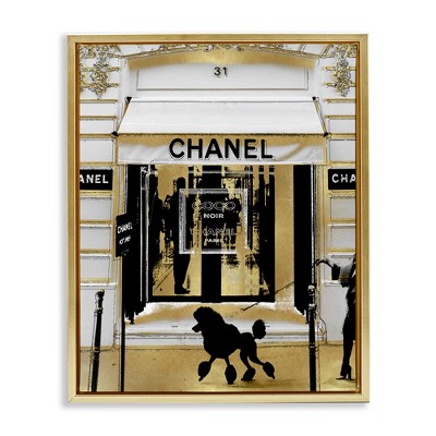 Stupell Industries Fashion Storefront Glam Poodle Black Framed Floater Canvas Wall Art