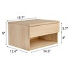 Oak Floating Bedside Table with Drawer, Wall Mount Nightstand, 15.7" Wide Modern Bedside Organizer - 3 of 4