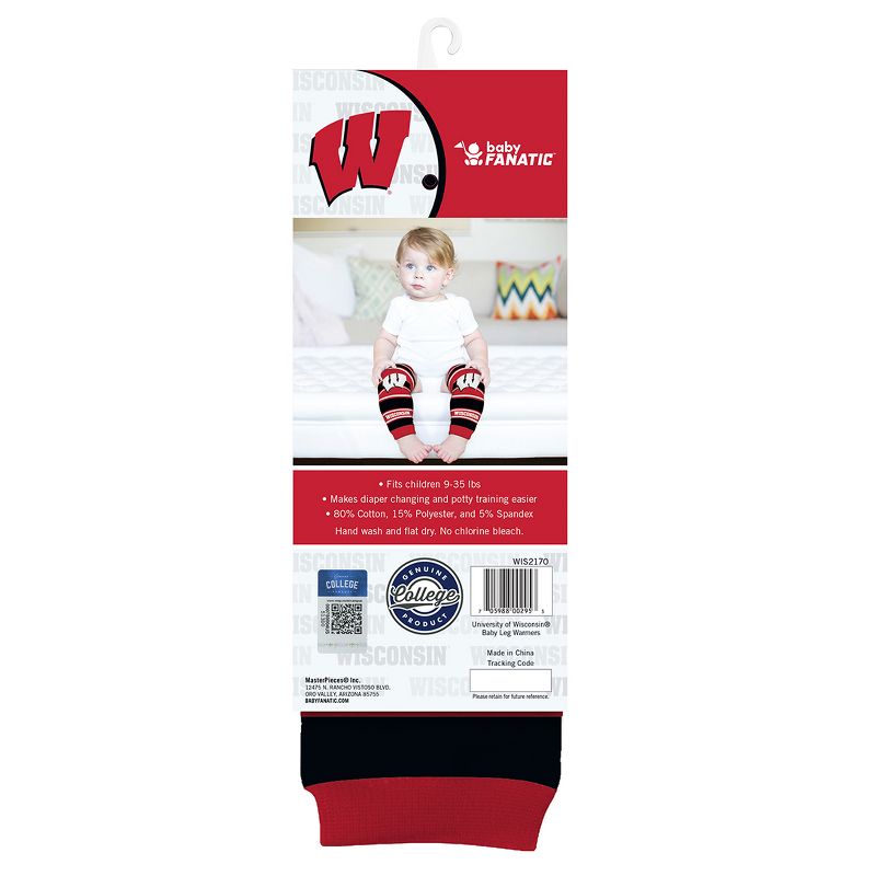 Baby Fanatic Officially Licensed Toddler & Baby Unisex Crawler Leg Warmers - NCAA Wisconsin Badgers, 2 of 7