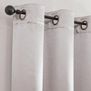 Kate Aurora 1 Piece Riyadh Light Filtering Grommet Top Embossed Diamond Jacquard Window Curtain Panel - 1 of 4