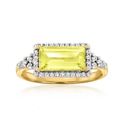 Ross-Simons 1.20 Carat Lemon Quartz and .20 ct. t.w. White Topaz Ring in 18kt Gold Over Sterling