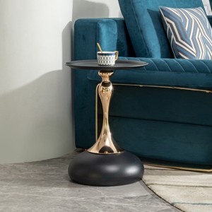 Round Side Table for Small Spaces Modern Ends Table Gold Frame for Living Room-The Pop Home - 1 of 4