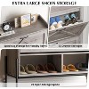 Nasitip Freestanding 2 Flip Drawer Shoe Cabinet, Narrow Entryway Organizer with Metal Legs & Hidden Storage, 48.4" Tall - 3 of 4