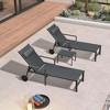 PURPLE LEAF Patio Lounge Chair Set of 3 Outdoor Chaise Lounger with Armrest Side Table and Wheels Sunbathing Tanning Recliner Including Pillows - 2 of 4