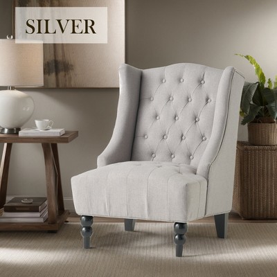 Hrinhom 27.3" W Mid-Century Modern Reading Chair,Upholstered Accent Chair,Wingback Chair With Solid Wood Legs