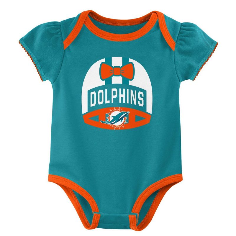 NFL Miami Dolphins Baby Girls&#39; Onesies 3pk Set, 4 of 5