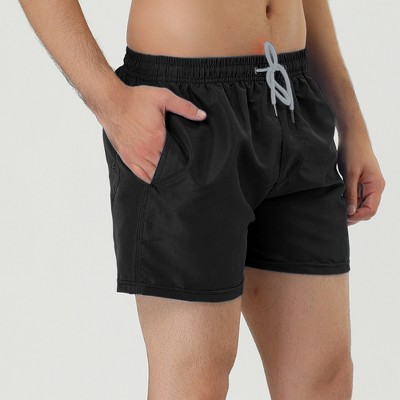 Lars Amadeus Men's Summer Drawstring Waist Solid Color Mesh Lining Swimming Board Shorts Orange 34 — фото 2