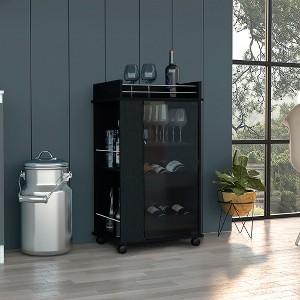 Kitchen Cart with Two-Side Shelves and Glass Door - 1 of 4
