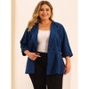 Agnes Orinda Women's Plus Size Notched Lapel Ruffle Peplum Ruched Buttons Outfits Blazers - 2 of 4