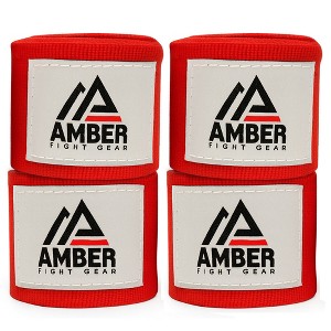 Amber Fight Gear Mexican Style 200 Inch Elastic Handwraps - Breathable, Machine Washable for MMA, Boxing, Kickboxing, Muay Thai, Red, Sold as a Pair - 1 of 4