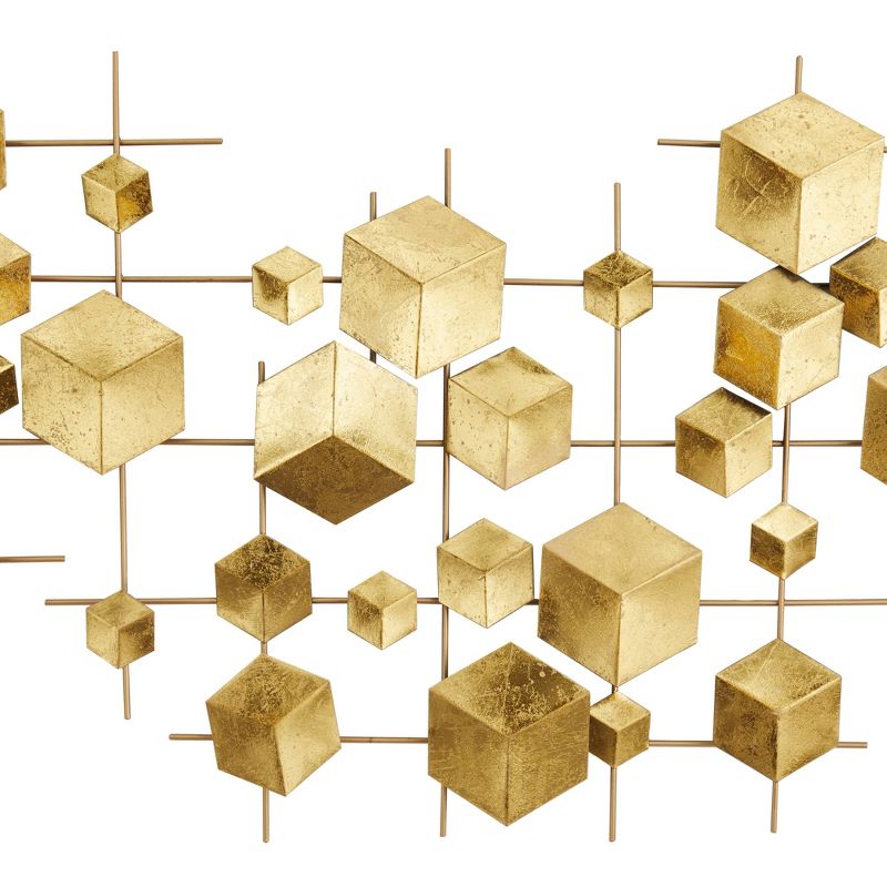 Metal Geometric 3D Cube Relief Wall Decor Gold - CosmoLiving by Cosmopolitan, 3 of 6