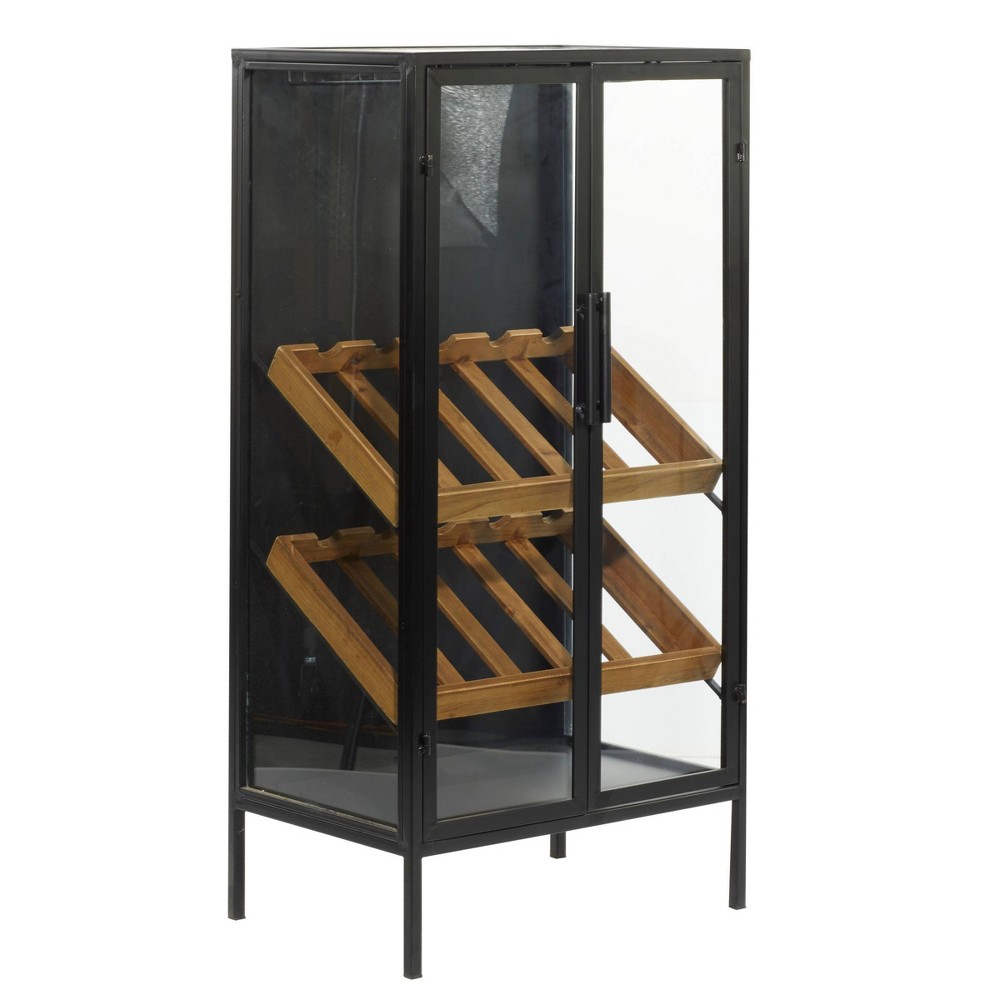 Photos - Display Cabinet / Bookcase Contemporary Wood Standing Wine Rack Black - Olivia & May