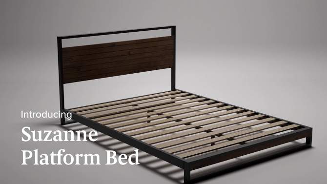 Suzanne Metal and Bamboo Platform Bed Frame with Headboard Gray Wash - Zinus, 2 of 9, play video