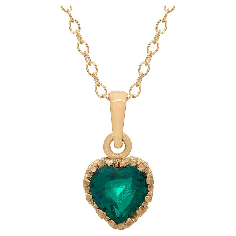 Tiara Gold Over Silver Heart-cut Birthstone Crown Pendant, 1 of 2