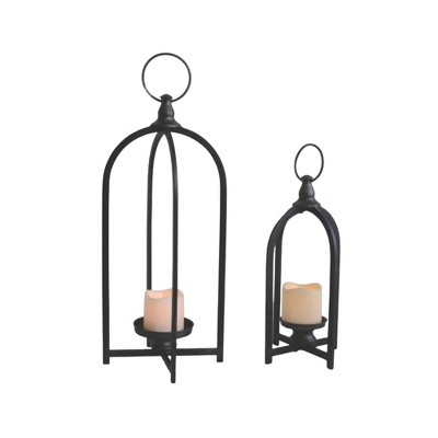 VIP Metal 21.75 in. Black Arch Candle Holder KD Set of 2