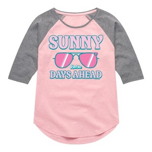 Girls' - Barbie - Sunny Days Ahead Shirt Tail Raglan Graphic T-shirt - 1 of 2