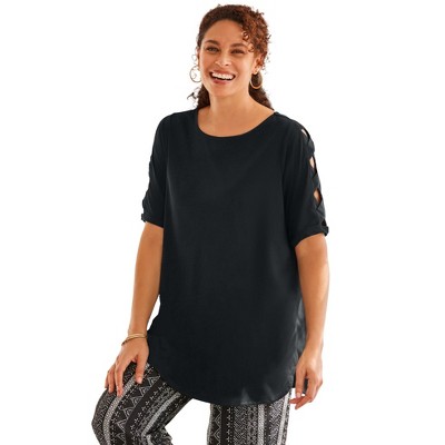 Woman Within Plus Size Cut-Out Sleeve Tunic