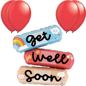 LoonBalloon 47 Inch Cheerful Get Well Band-Aids Balloon with 4 Latex Balloons – Fun & Uplifting Get Well Soon Balloon Set - 1 of 3