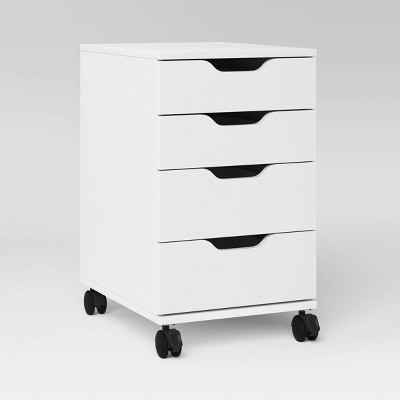 Loring Rolling Cabinet White - Threshold™: Mobile Office Furniture Set with Drawers