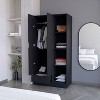 TIRAMISUBEST Black Cimarron 2-Door Armoire with Open Compartment Black - Four Roomy Storage Shelves (15.9"H x 14.3"W) - 2 of 4