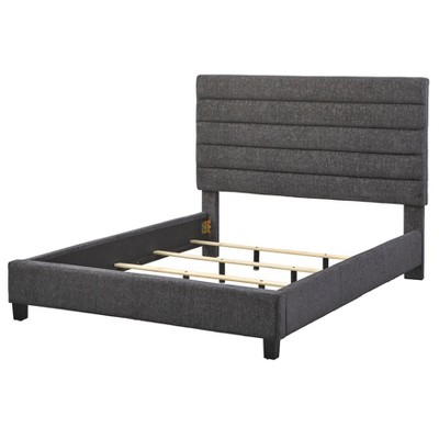 Queen Raquel Channel Upholstered Bed Dark Gray - Lifestorey