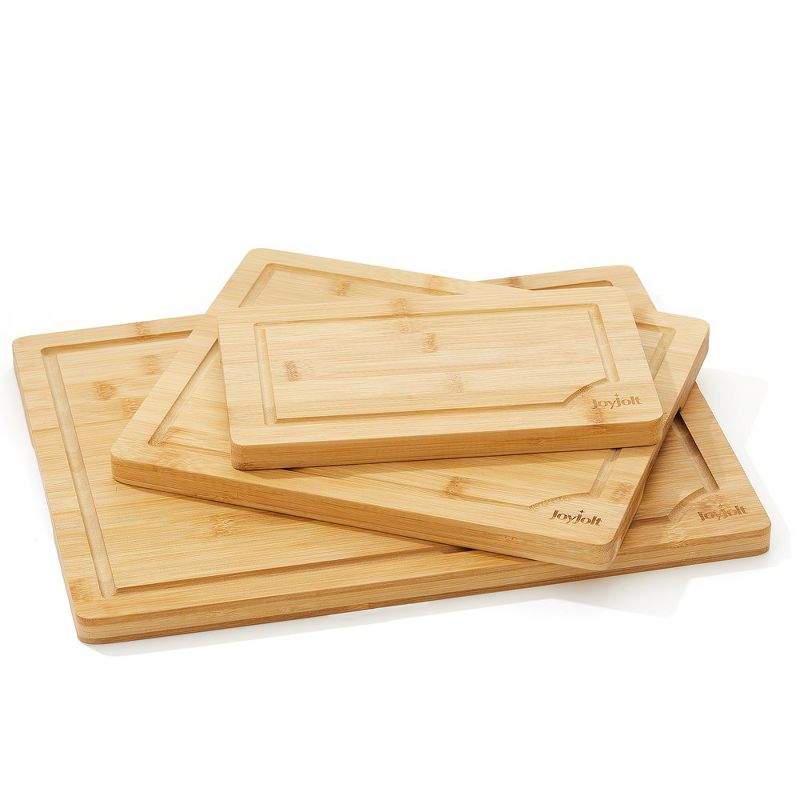 JoyJolt Bamboo Cutting Board Set, Wooden Cutting Boards for Kitchen Non Slip Wood Cutting Board Set, 1 of 8