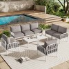 9 PCS Patio Conversation Set, Modern Sectional with 2 Square Glass Coffee Tables, Plastic Frame Chair with Polyester Cushion-Coolbibila - 2 of 4