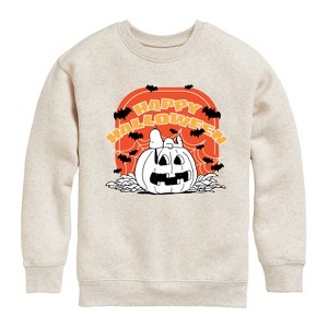 Boys' - Peanuts - Retro Halloween Graphic Long Sleeve Fleece Sweatshirt - 1 of 4