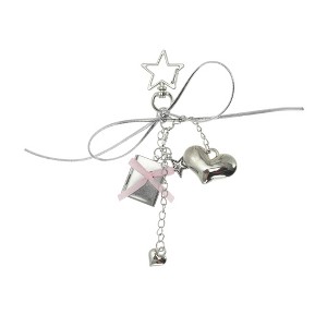 Unique Bargains Bow Heart Star Handbag Charm Silver Tone 1 Pc - 1 of 4