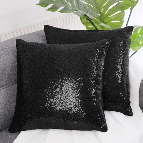 Piccocasa 2 Pcs 18 X 18 Polyester Plaid Bed Sofa Decorative Pillow Cover  Black And Silver : Target