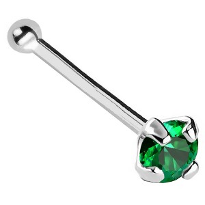 Jewelry Avalanche 22G 14K Gold Ball-end Nose Stud with Emerald Gemstone - 1 of 2