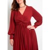 ELOQUII Women's Plus Size Knot Front Pleated Skirt Dress - 3 of 4