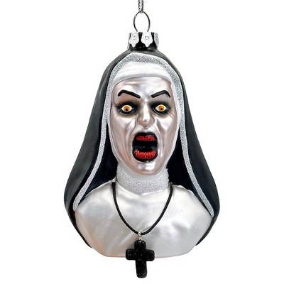 Spooky Decor Creepy Nun Themed Glass Ornament, Halloween Gothic Horror Tree Decoration| OrnamentallyYou