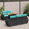 vidaXL Patio Sofa Set with Cushions Lounge Setting Outdoor 6 Piece Poly Rattan - Black - 2 of 4
