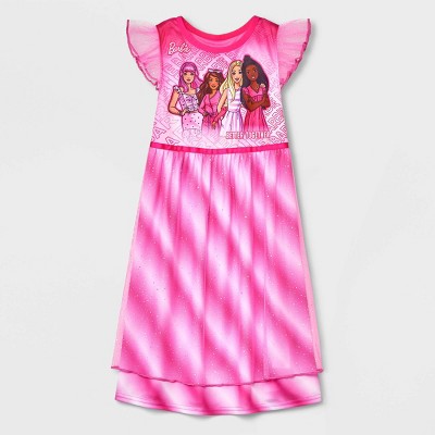 Toddler Girls Barbie Printed Nightgown Pink Target