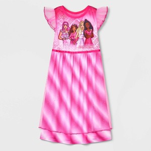 Toddler Girls' Barbie Printed NightGown - Pink - 1 of 3