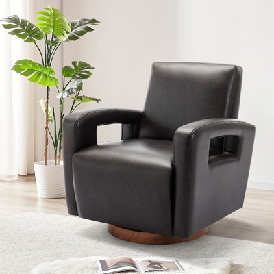 COLAMY Swivel Accent Chair, Leather Swivel Chair Armchair, Single Sofa for Home Office