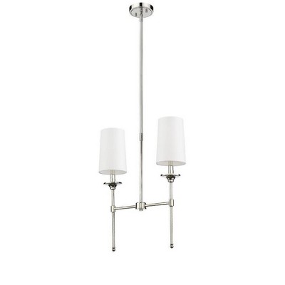 Emily Matte Black 2-Light Chandelier with Elegant Off-White Shades