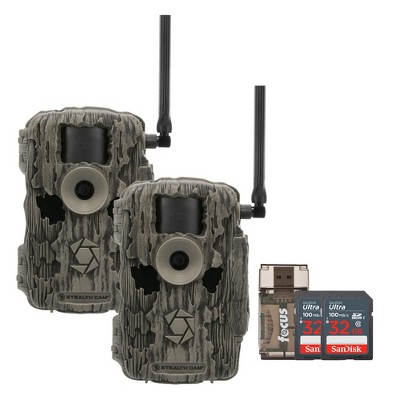 Stealth Cam 36MP Fusion Max Cellular Trail Camera with 80 Feet Detection Range with 32GB Memory Cards and Card Reader 2 Pack