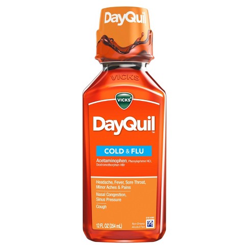 Vicks Dayquil Cold &amp; Flu Relief Liquid - Acetaminophen - 12 Fl Oz : Target